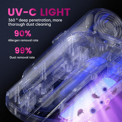 Mattress Vacuum Cleaner, Wireless Handheld Bed Vacuum Cleaner with UV-C Light, HEPA Filter and Ultrasonic Vibration, 12KPa, Suitable for Beds, Sofas, Car Seats, Carpets